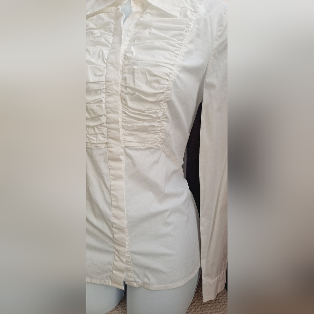 NWOT Brand New Moda International Victoria's Secret Tuxedo Top Ruffled Blouse - Picture 6 of 12